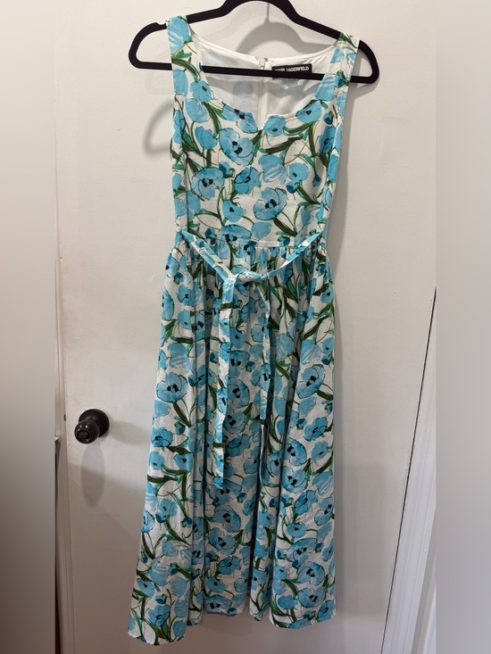 Karl Lagerfeld Dresses & Skirts - Karl Lagerfeld women Aqua Floral Tie-Waist Dress
